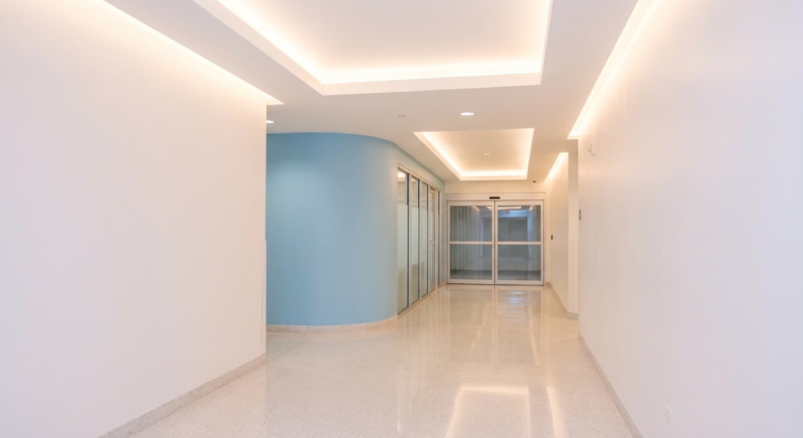 Pristine medical facility corridor