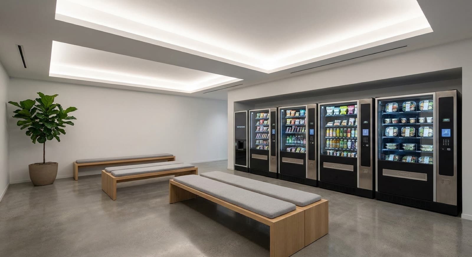 Sleek break room with premium vending machines